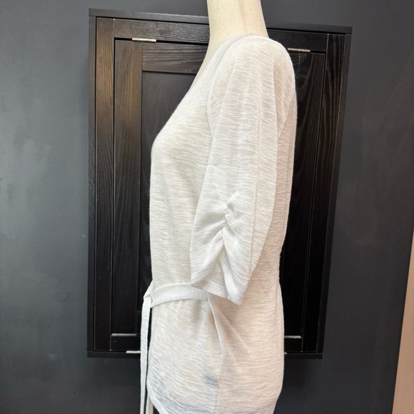 The Limited semi-sheer white tie front belted cardigan - Picture 3 of 13